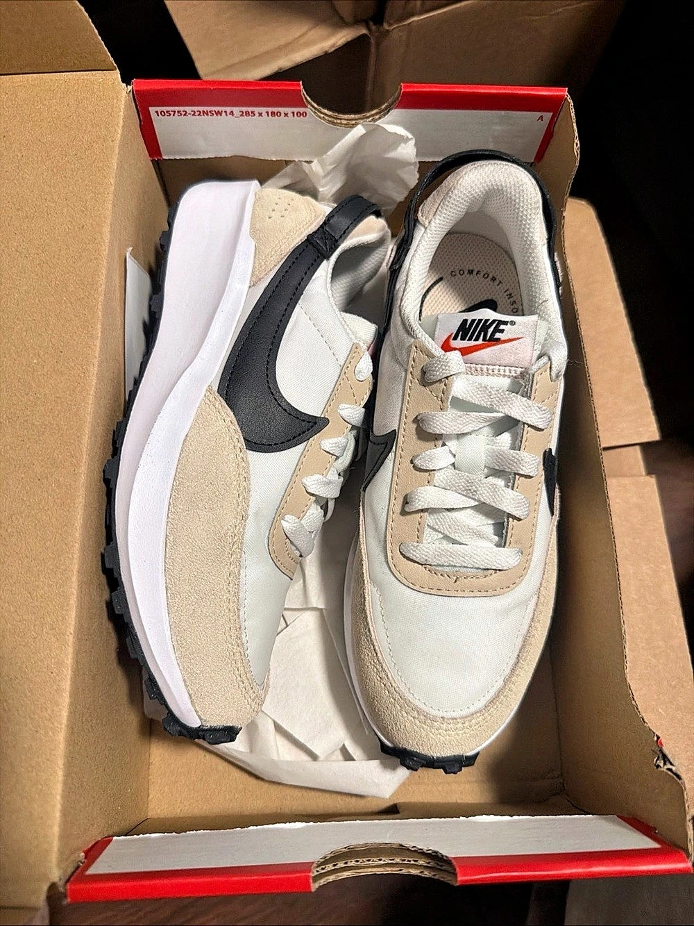 Nike Waffle Debut Women's Size 5.5 Sandrift/Black-Phantom White Defects Dirty